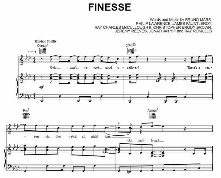 Bruno Mars - Finesse Free Sheet Music PDF for Piano 7 Bruno Mars – Finesse Free Sheet Music PDF for Piano