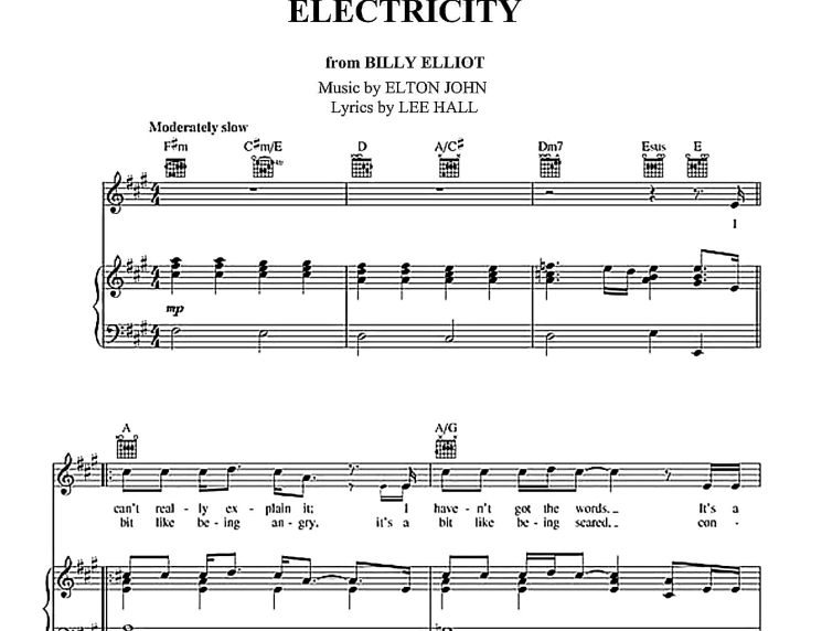 Elton John – Electricity Free Sheet Music PDF for Piano