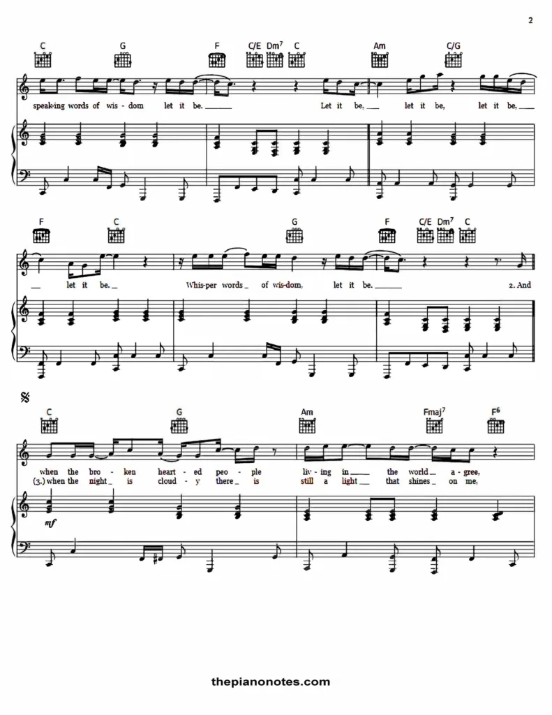The Beatles - Let It Be Free Sheet Music PDF for Piano 3 Let It Be Sheet Music pdf The Beatles thepianonotes.com 1 1 Sayfa 2