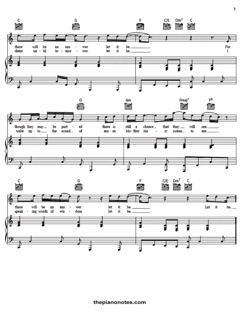 The Beatles - Let It Be Free Sheet Music PDF for Piano 4 Let It Be Sheet Music pdf The Beatles thepianonotes.com 1 1 Sayfa 3