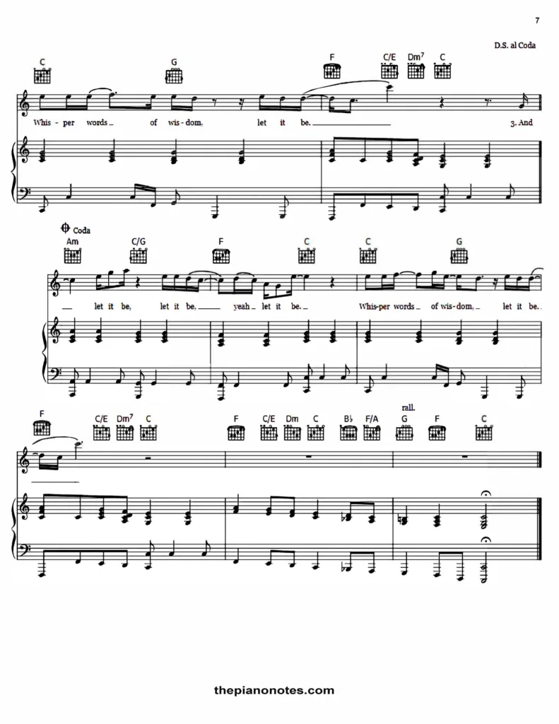 The Beatles - Let It Be Free Sheet Music PDF for Piano 8 Let It Be Sheet Music pdf The Beatles thepianonotes.com 1 1 Sayfa 7