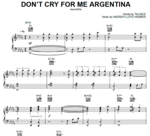 Madonna - Don’t Cry For Me Argentina Free Sheet Music PDF for Piano ...