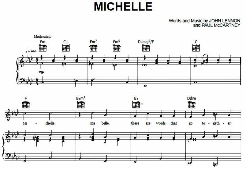 The Beatles - Michelle Free Sheet Music PDF for Piano 1 The Beatles – Michelle Free Sheet Music PDF for Piano