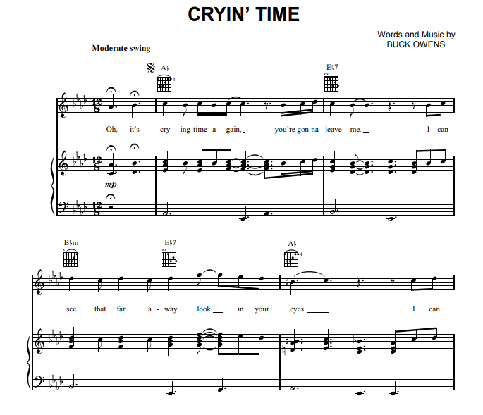 Ray Charles – Crying Time Free Sheet Music PDF for Piano