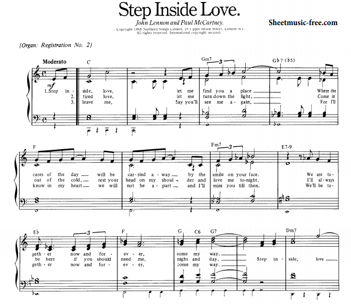 The Beatles – Step Inside Love Free Sheet Music PDF for Piano