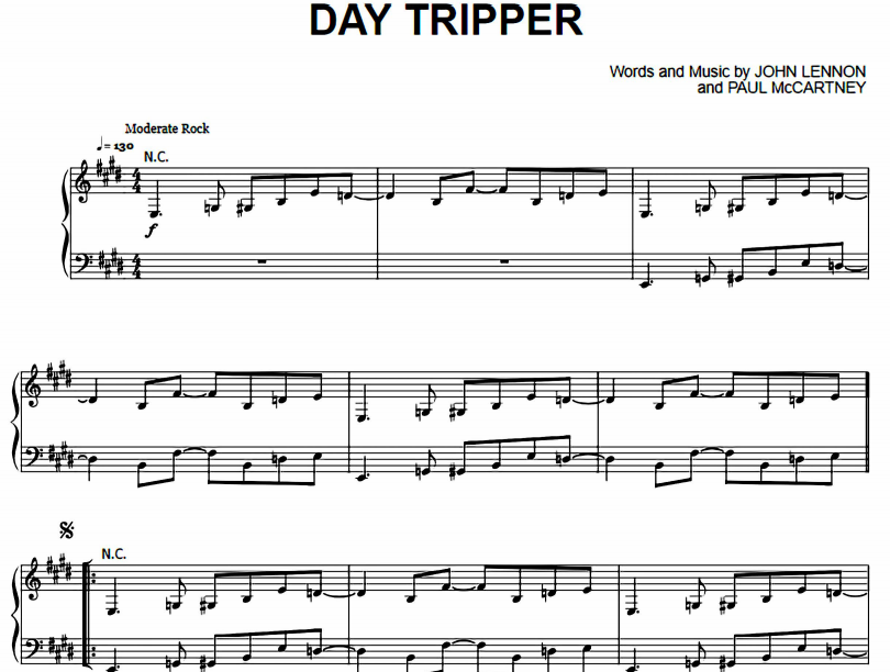 The Beatles - Day Tripper Free Sheet Music PDF for Piano 1 The Beatles – Day Tripper Free Sheet Music PDF for Piano