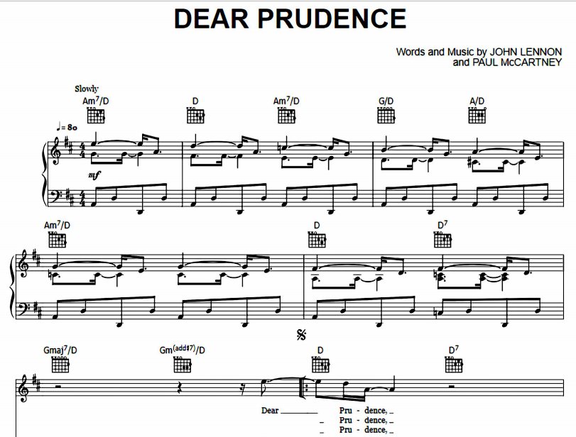 The Beatles - Dear Prudence Free Sheet Music PDF for Piano 1 The Beatles – Dear Prudence Free Sheet Music PDF for Piano
