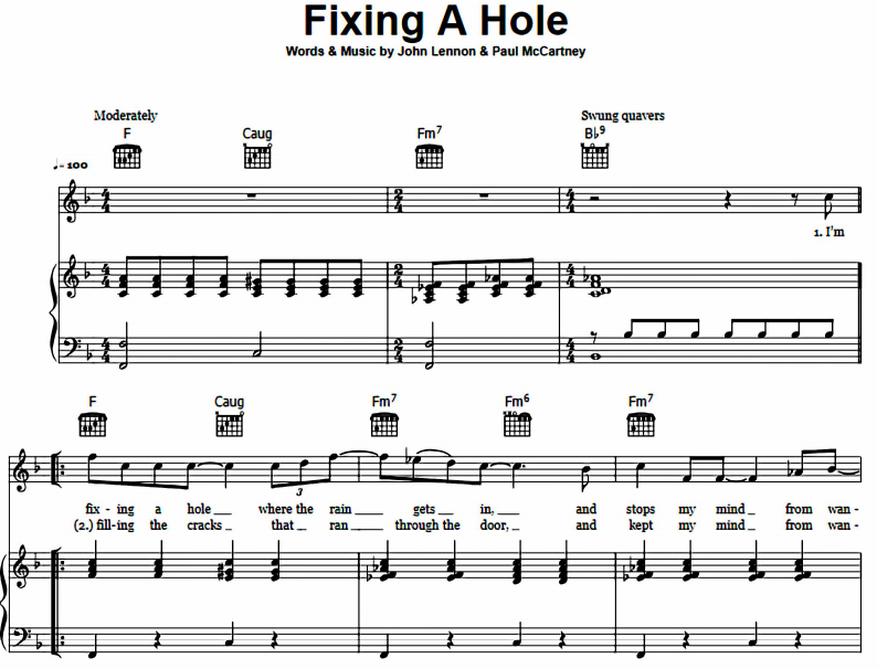 The Beatles - Fixing A Hole Free Sheet Music PDF for Piano 1 The Beatles – Fixing A Hole Free Sheet Music PDF for Piano