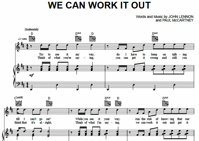 The Beatles – We Can Work It Out Free Sheet Music PDF for Piano