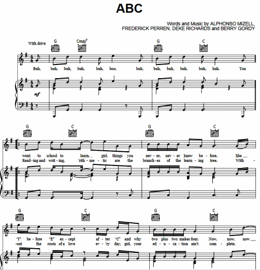 The Jackson 5-ABC Free Sheet Music PDF for Piano