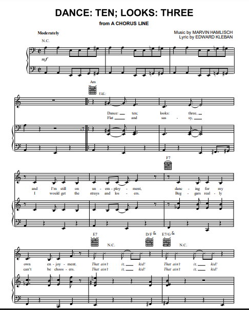 A Chorus Line Free Sheet Music PDF for Piano