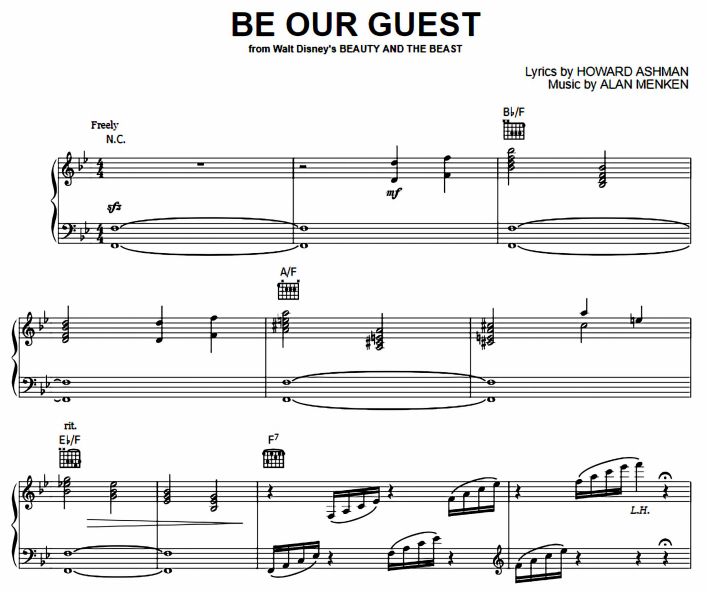 Beauty And The Beast - Be Our Guest Free Sheet Music PDF for Piano 1 Beauty And The Beast – Be Our Guest Free Sheet Music PDF for Piano