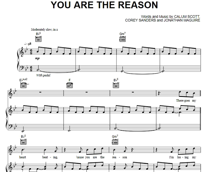 Calum Scott – You Are The Reason Free Sheet Music PDF for Piano