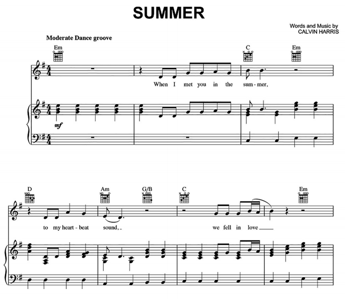 Calvin Harris - Summer Free Sheet Music PDF for Piano 1 Calvin Harris – Summer Free Sheet Music PDF for Piano