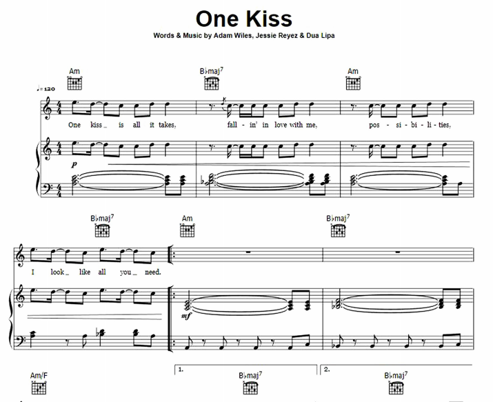 Calvin Harris feat Dua Lipa - One Kiss Free Sheet Music PDF for Piano 7 Calvin Harris feat Dua Lipa – One Kiss Free Sheet Music PDF for Piano