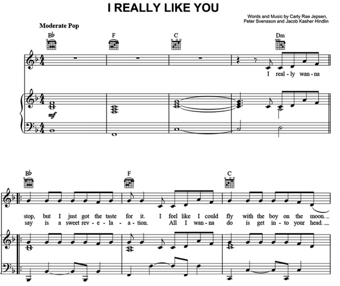 Carly Rae Jepsen – I Really Like You Free Sheet Music PDF for Piano