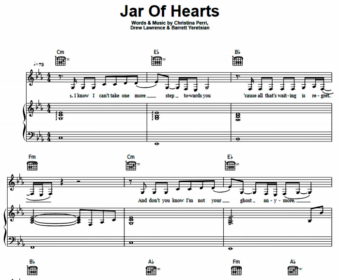 Christina Perri - Jar Of Hearts Free Sheet Music PDF for Piano 1 Christina Perri – Jar Of Hearts Free Sheet Music PDF for Piano