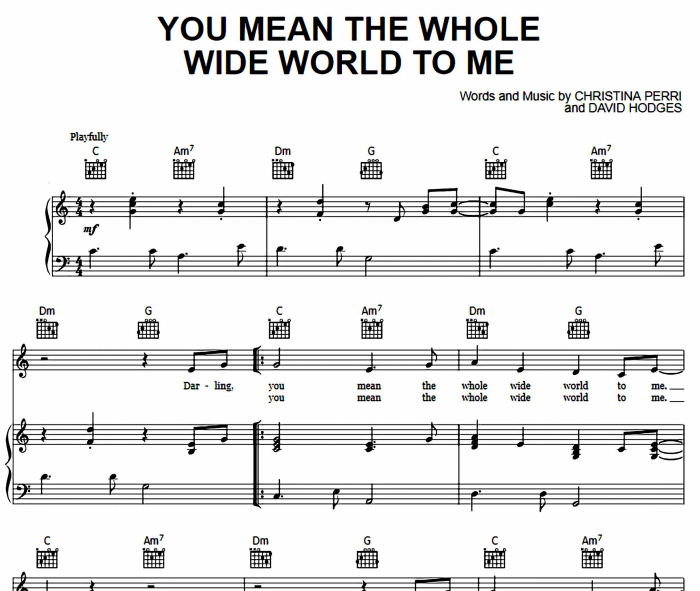 Christina Perri - You Mean The Whole Wide World To Me Free Sheet Music