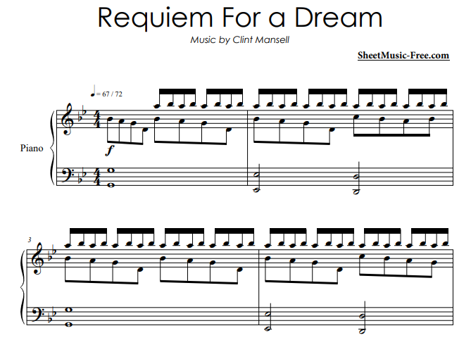 Clint Mansell Requiem for a Dream Free Sheet Music PDF for Piano. 