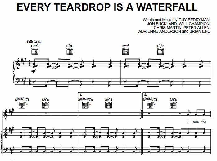 Coldplay - Every Teardrop Is A Waterfall Free Sheet Music PDF for Piano 7 Coldplay – Every Teardrop Is A Waterfall Free Sheet Music PDF for Piano