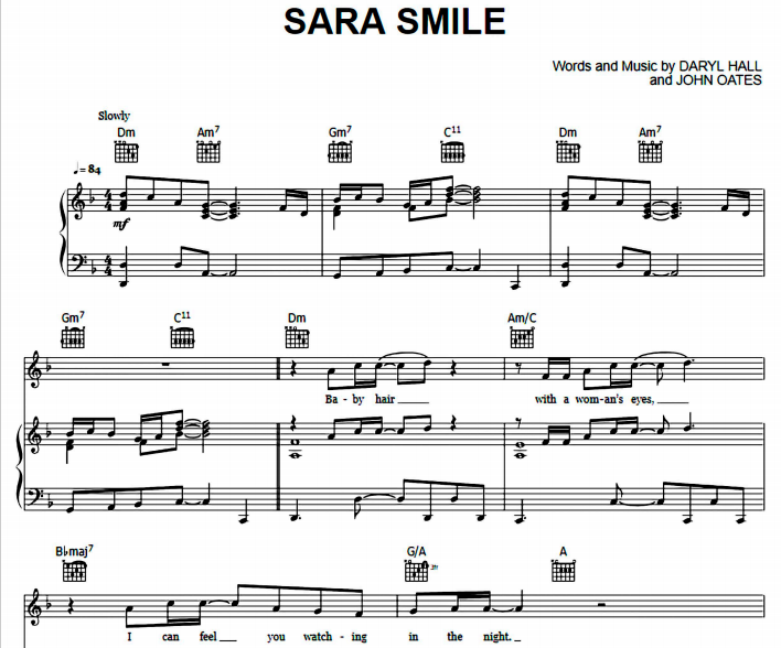 Daryl Hall and John Oates – Sara Smile Free Sheet Music PDF for Piano