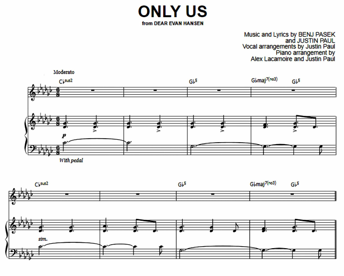 Dear Evan Hansen - Only Us Free Sheet Music PDF for Piano 1 Dear Evan Hansen – Only Us Free Sheet Music PDF for Piano