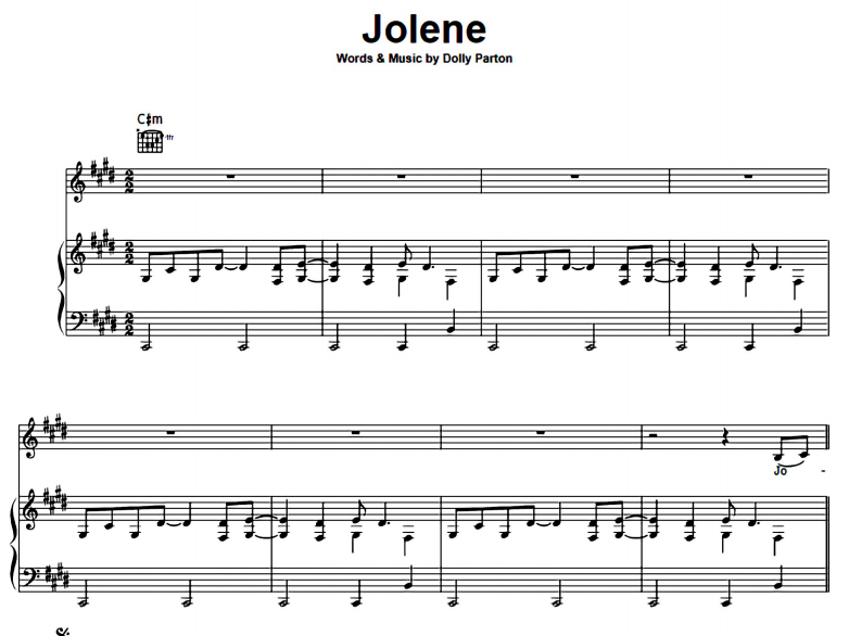 Dolly Parton – Jolene Free Sheet Music PDF for Piano
