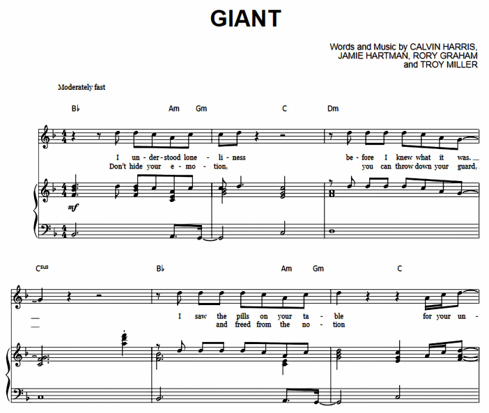 Rag’n’Bone Man & Calvin Harris - Giant Free Sheet Music PDF for Piano 7 Rag’n’Bone Man & Calvin Harris – Giant Free Sheet Music PDF for Piano