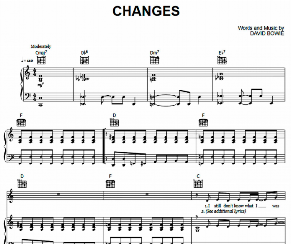 Changes Song Notes David Bowie - Changes Free Sheet Music PDF for Piano | The Piano Notes