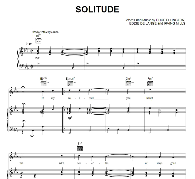Duke Ellington – Solitude Free Sheet Music PDF for Piano