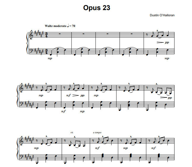 Dustin O’Halloran - Opus 23 Free Sheet Music PDF for Piano 1 Dustin O’Halloran – Opus 23 Free Sheet Music PDF for Piano