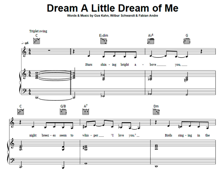 Ella Fitzgerald – Dream A Little Dream Of Me Free Sheet Music PDF for Piano