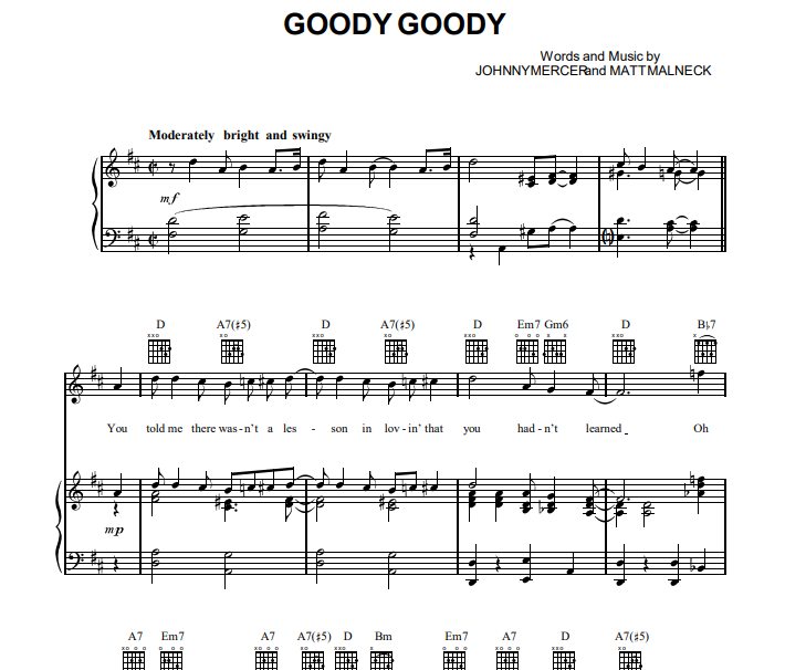 Ella Fitzgerald – Goody Goody Free Sheet Music PDF for Piano