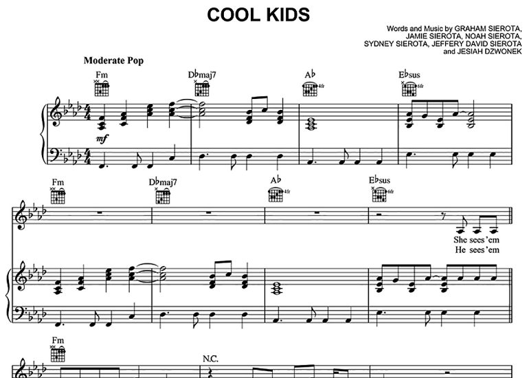 Echosmith-Cool Kids Free Sheet Music PDF for Piano 1 Echosmith-Cool Kids Free Sheet Music PDF for Piano