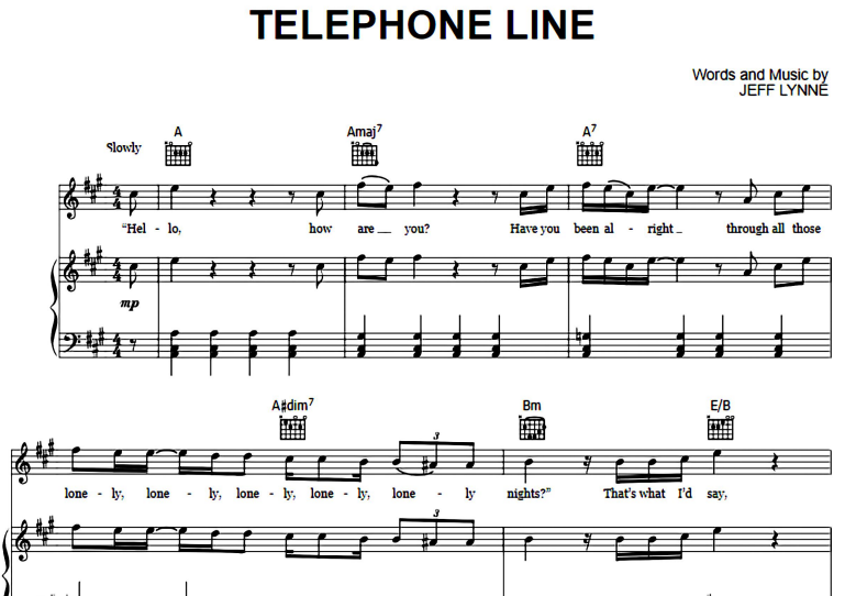 Electric Light Orchestra-Telephone Line Free Sheet Music PDF for Piano