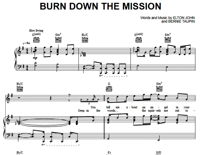 Elton John-Burn Down Free Sheet Music PDF for Piano