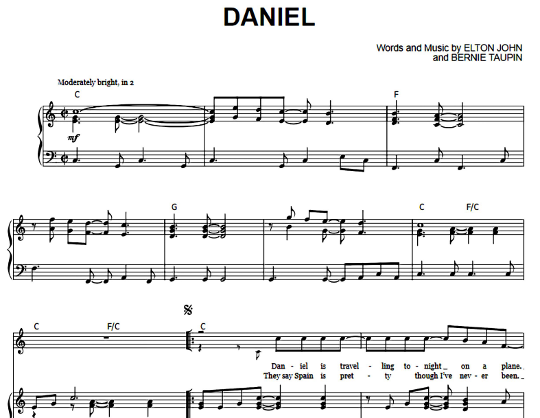 Elton John-Daniel Free Sheet Music PDF for Piano 1 Elton John-Daniel Free Sheet Music PDF for Piano