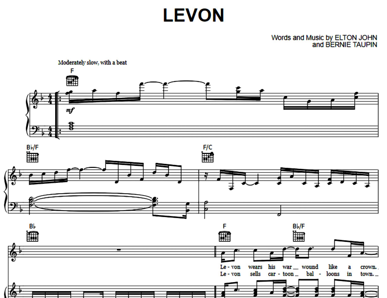 Elton John-Levon Free Sheet Music PDF for Piano 1 Elton John-Levon Free Sheet Music PDF for Piano