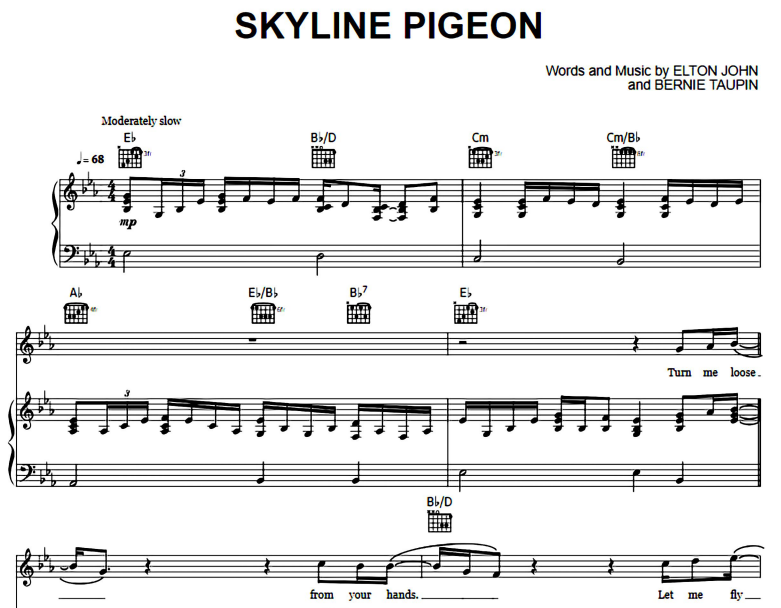 Elton John-Skyline Pigeon Free Sheet Music PDF for Piano 1 Elton John-Skyline Pigeon Free Sheet Music PDF for Piano
