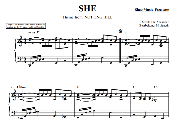 Elvis Costello-She Free Sheet Music PDF for Piano