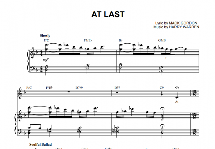 At Last Chart Etta James-At Last Free Sheet Music PDF for Piano | The Piano Notes