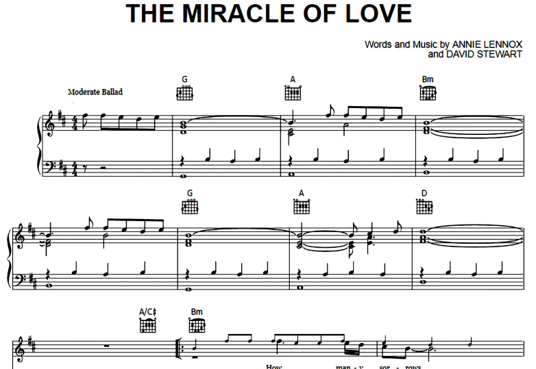 Eurythmics-Miracle Of Love Free Sheet Music PDF for Piano 1 Eurythmics-Miracle Of Love Free Sheet Music PDF for Piano