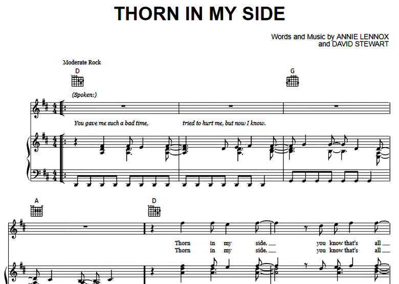 Eurythmics-Thorn In My Side Free Sheet Music PDF for Piano 1 Eurythmics-Thorn In My Side Free Sheet Music PDF for Piano