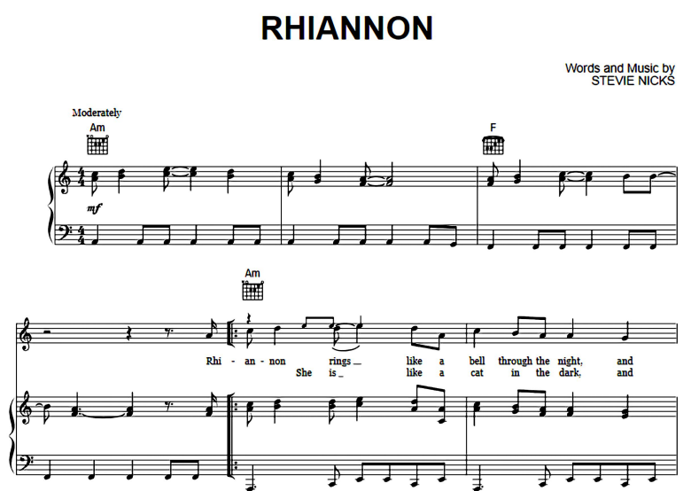 Fleetwood Mac-Rhiannon Free Sheet Music PDF for Piano