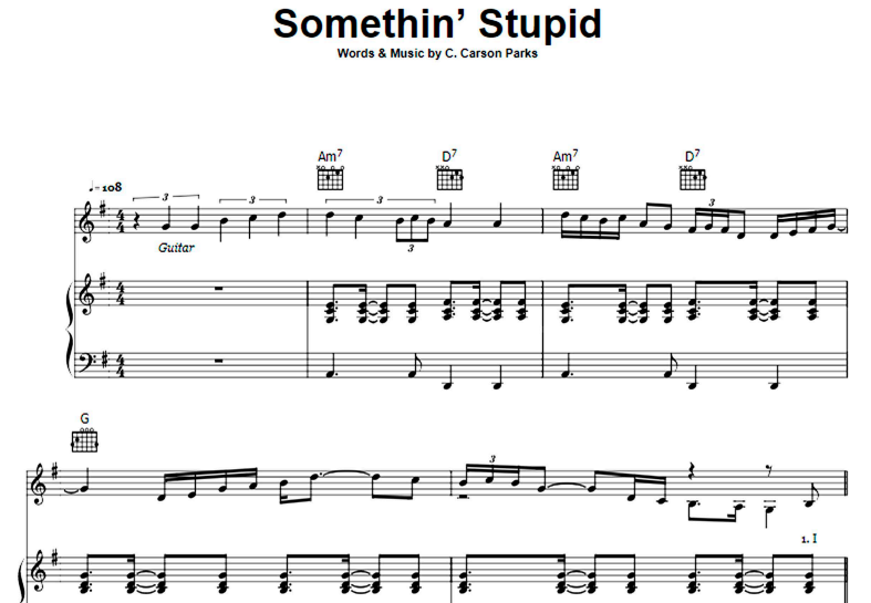 Frank Sinatra-Somethin’ Stupid Free Sheet Music PDF for Piano