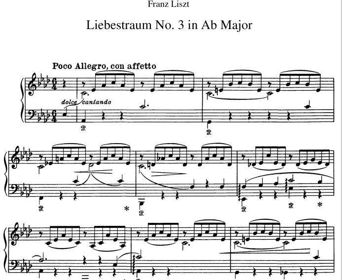Franz Liszt-Liebestraum nº 3 Free Sheet Music PDF for Piano