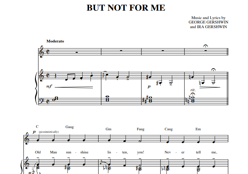 George Gershwin-But Not For Me Free Sheet Music PDF for Piano