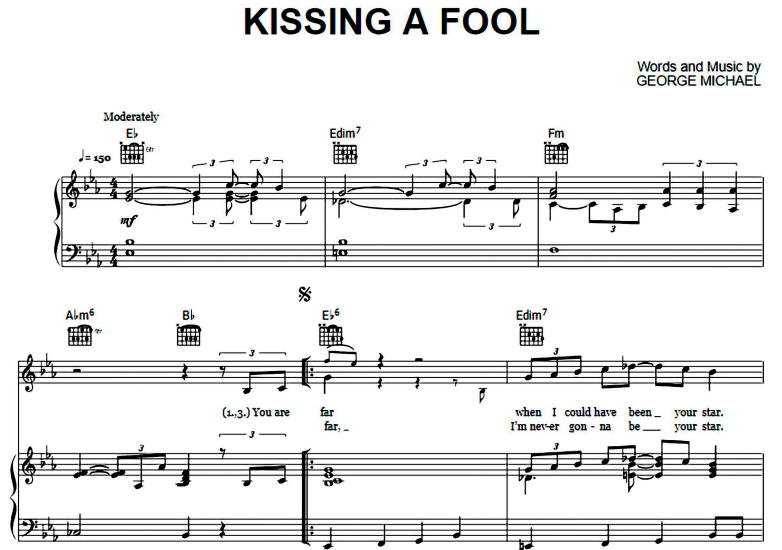 George Michael-Kissing A Fool Free Sheet Music PDF for Piano 1 George Michael-Kissing A Fool Free Sheet Music PDF for Piano