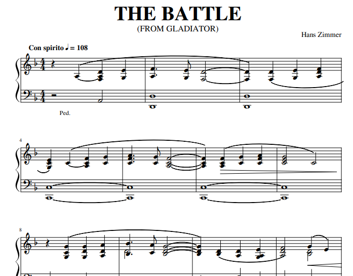 Gladiator-The Battle Free Sheet Music PDF for Piano 6 Gladiator-The Battle Free Sheet Music PDF for Piano