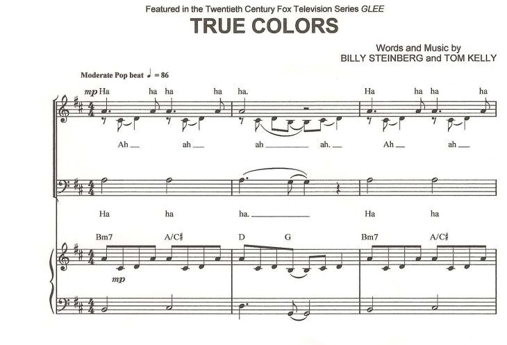 Glee-True Colors Free Sheet Music PDF for Piano 1 Glee-True Colors Free Sheet Music PDF for Piano